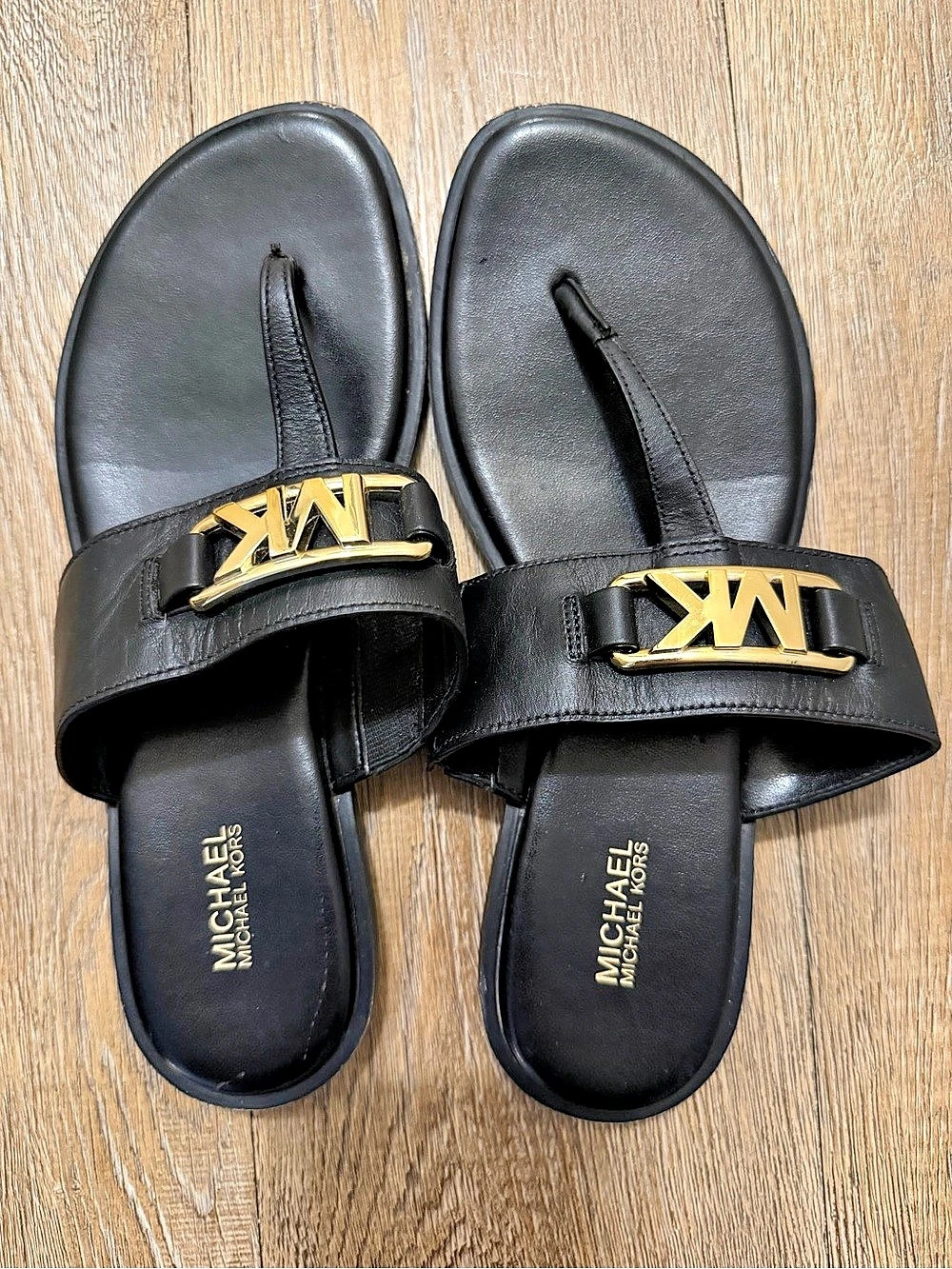 Michael Kors Black Logo Slide Sandals Like New